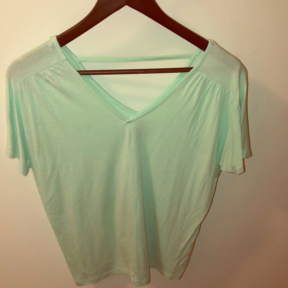 Mint Short Sleeve V Neck